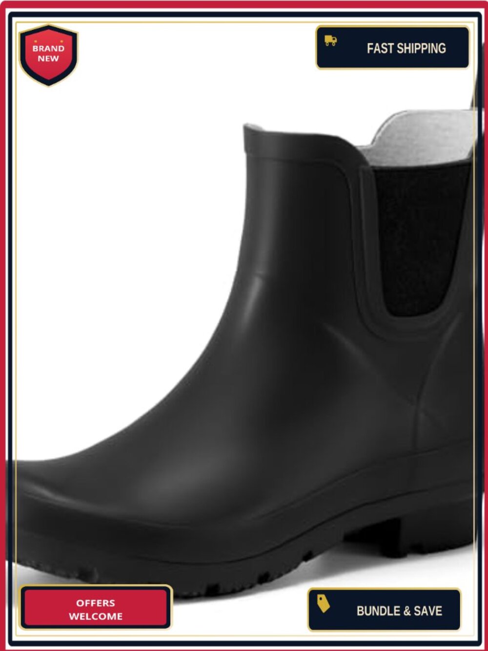 Waterproof Chelsea Ankle Rain Boots for Women Non-Slip Rubber Garden Work Shoes